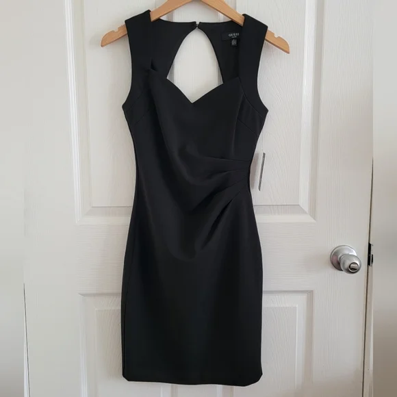 NWT GUESS Scuba Crepe Sweetheart Neck Sheath Dress, Size 0 - Picture 6 of 14